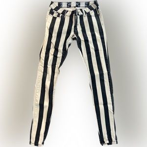 Black/Cream Stripe Skinny Pants